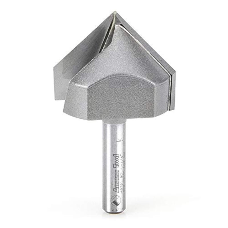 Amana Tool - 45751 Carbide Tipped V-Groove 90 Deg x 1-1/4 Dia x 15/16 x 1/4" Shank